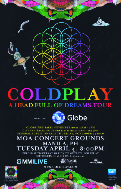 Coldplay “A Head Full of Dreams World Tour”, Globe, MOA Concert Grounds