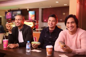 Dunkin Donut yummy endorsers (L-R) Derek Ramsay, Dingdong Dantes, and Piolo Pascual.