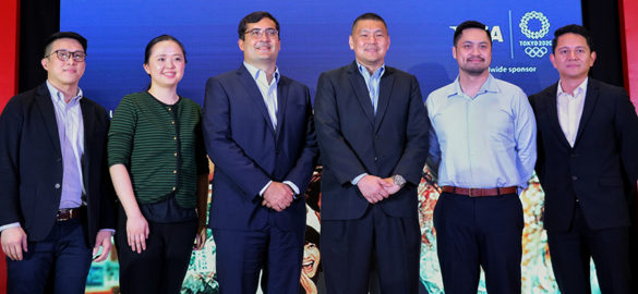 Jeff Arrienda (Visa Philippines Business Development Director), Gladys Chan (Visa Philippines Marketing Director), Dan Wolbert (Visa Country Manager for the Philippines and Guam), Joaquin San Agustin (SM Supermalls SVP of Marketing), Gino Borromeo (SM Supermalls VP of Strategy Development and Premier Malls Marketing), and Sid Bata (SM Vice President for Retail) launch Visa and SM’s Tokyo 2020 Olympics Campaign.