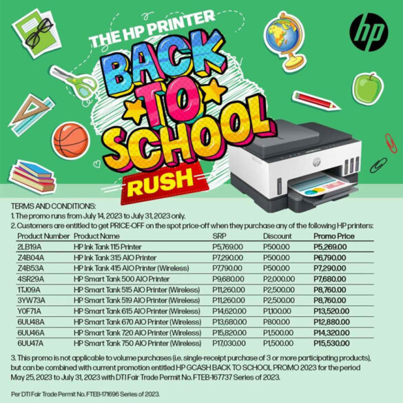 The HP Printer Back to School Rush Get HP’s biggest discount plus GCash Reward when you buy an HP Smart Tank Printer